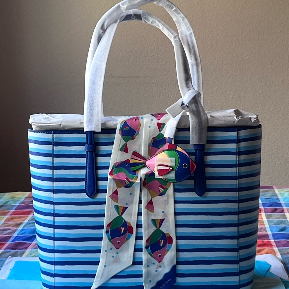 ๐ KATE SPADE SCHUYLER WAVE STRIPED TOTE ๐ NWT ๐ - Picture 15 of 16